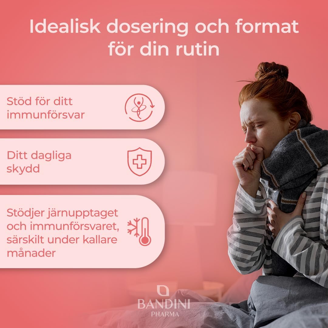 Detalle de BANDINI Lactoferrin 200, 60 kapslar med 200 mg laktoferrin och C-vitamin