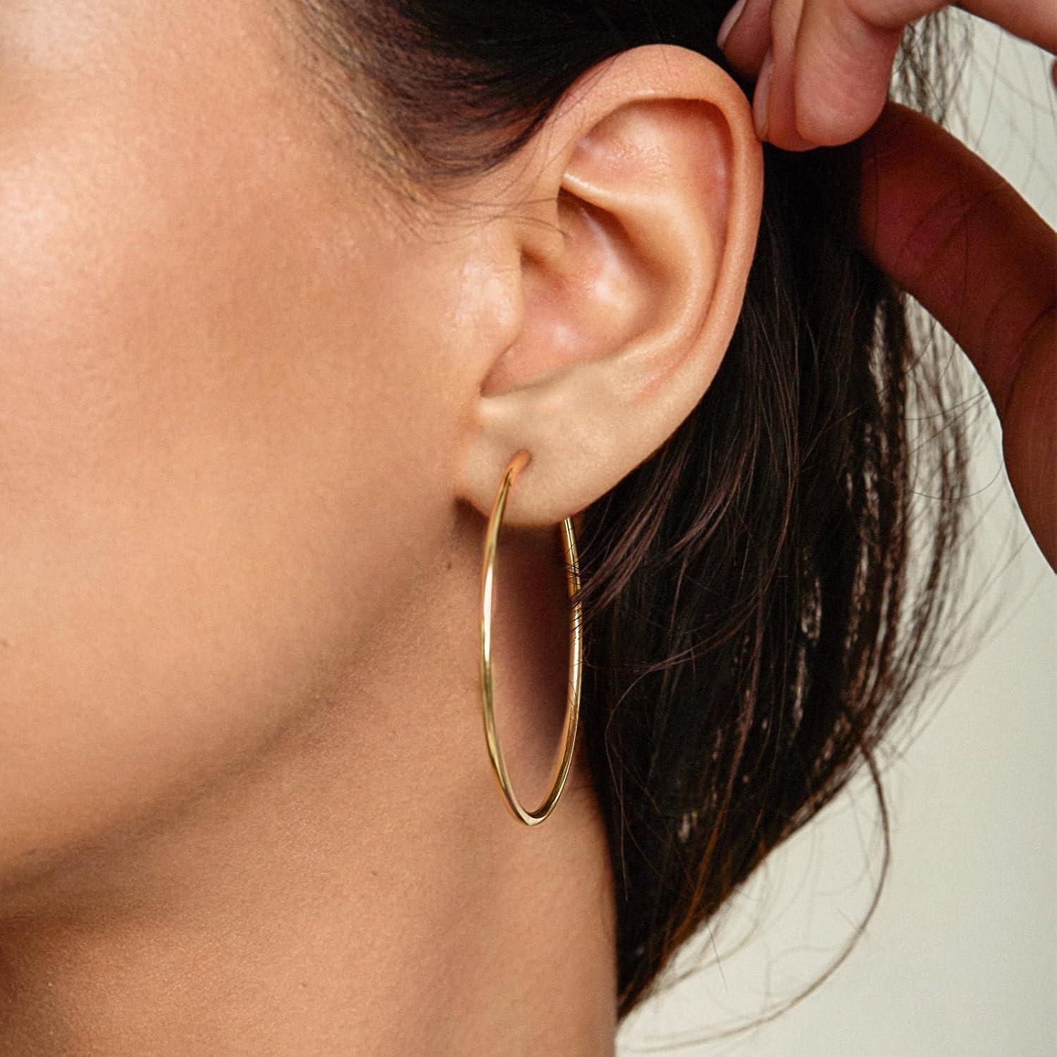 Detalle de EDELIND Boucles d'Oreilles Créoles Or Jaune 40 mm — Or jaune 333/375/585/750, Ø 40 mm