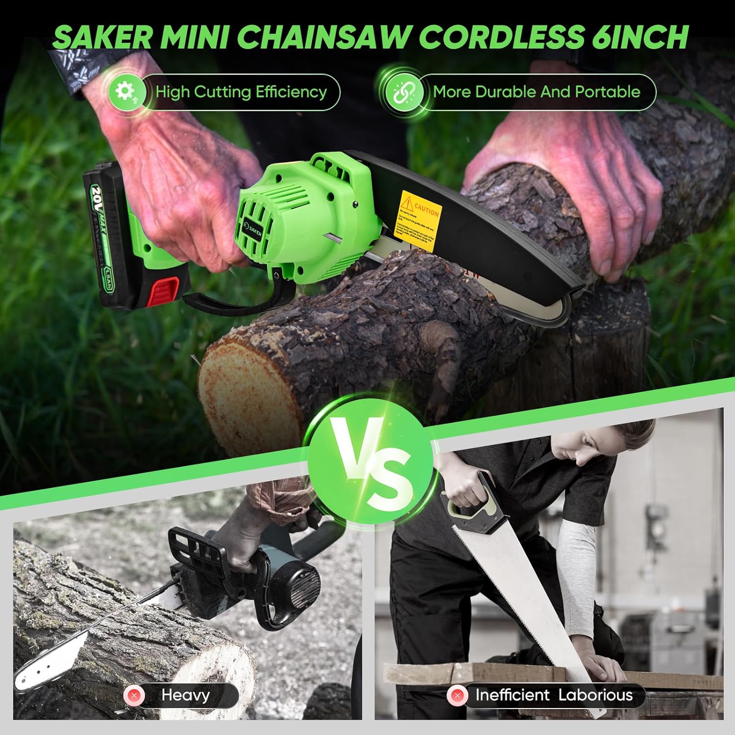 Detalle 1 de Saker Cordless Mini Chainsaw 6-Inch