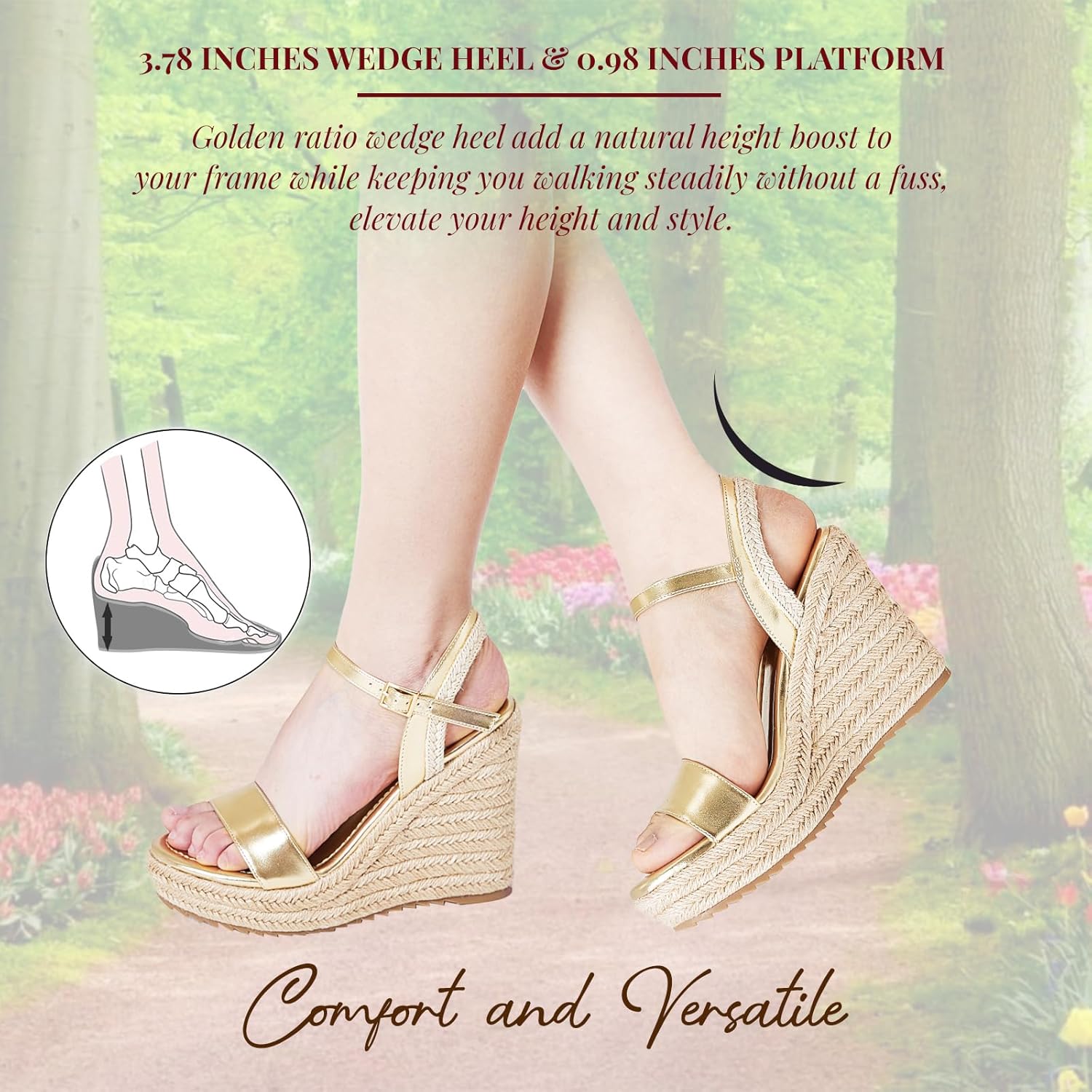 Detalle de mikarka Women's Espadrille Wedge Sandals: Ankle Strap Platform Open Toe Wedges