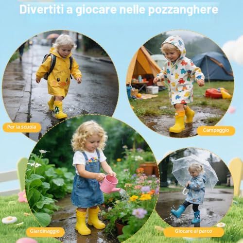 Thumbnail 7 de Aomig Stivaletti da pioggia per bambini in PVC, dinosauro blu, EU 22-23