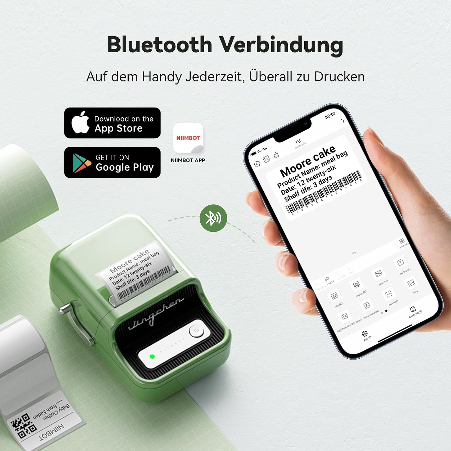 Detalle 2 de NIIMBOT B21 Etikettendrucker Selbstklebe Label Printer 256 GB đ