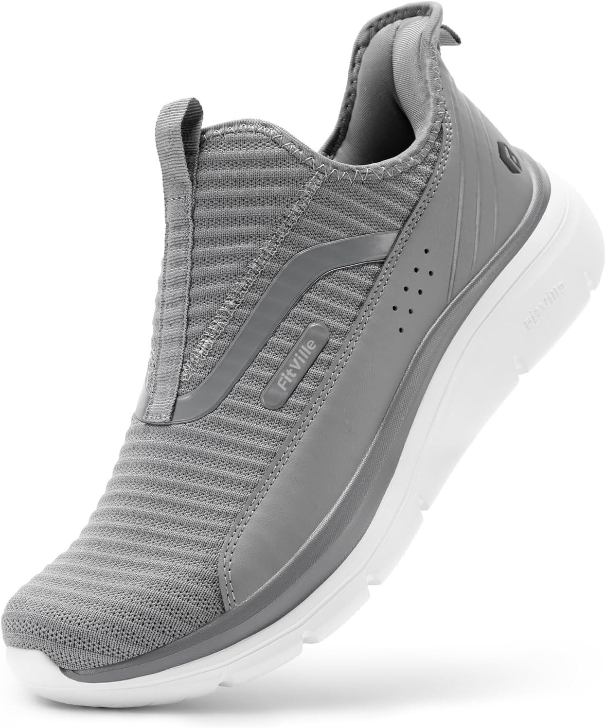Detalle de FitVille Scarpe da camminata uomo extra larghe slip-on traspiranti senza lacci