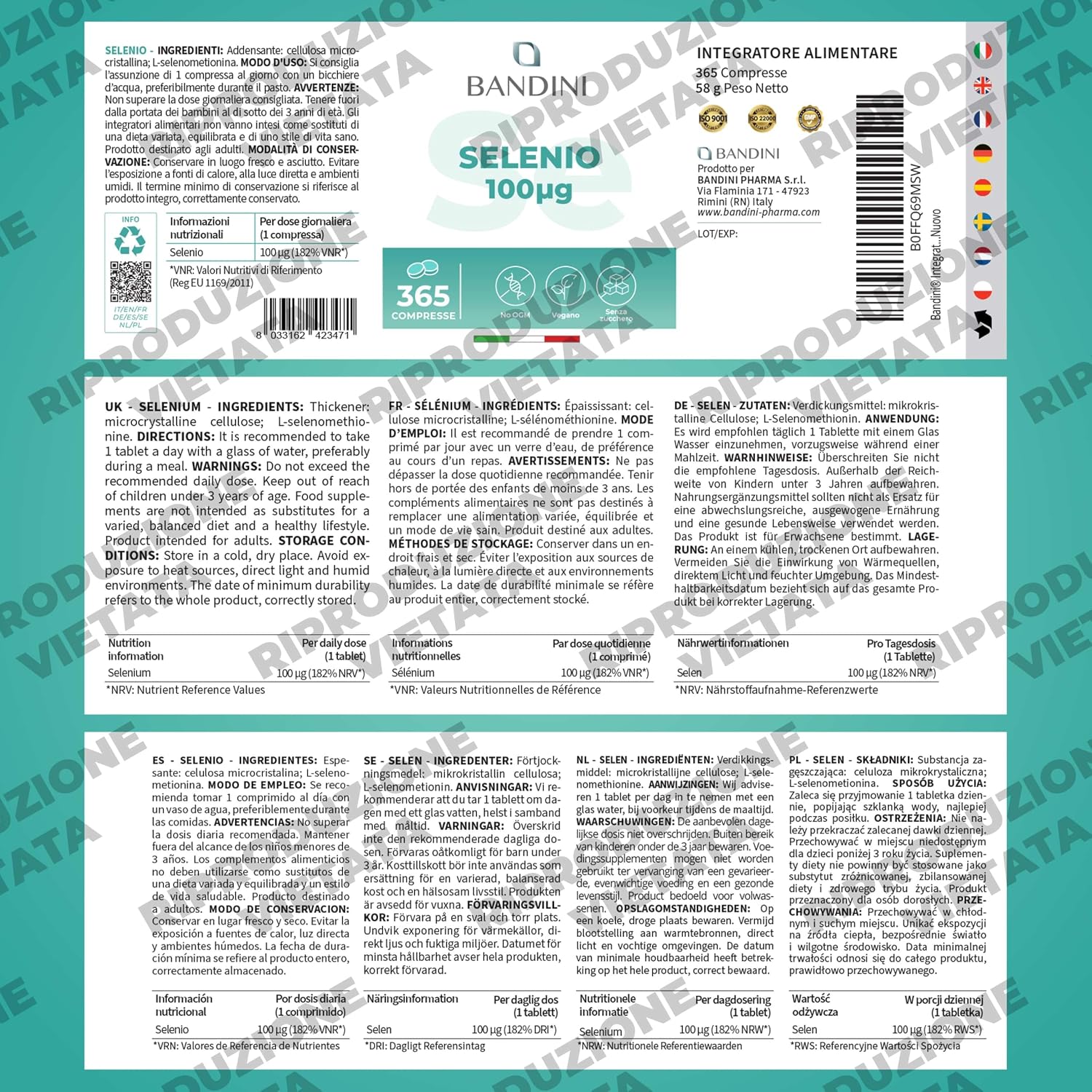 Thumbnail 4 de BANDINI Selenium 365 tabletten met 100 µg L-selenomethionine, vegan