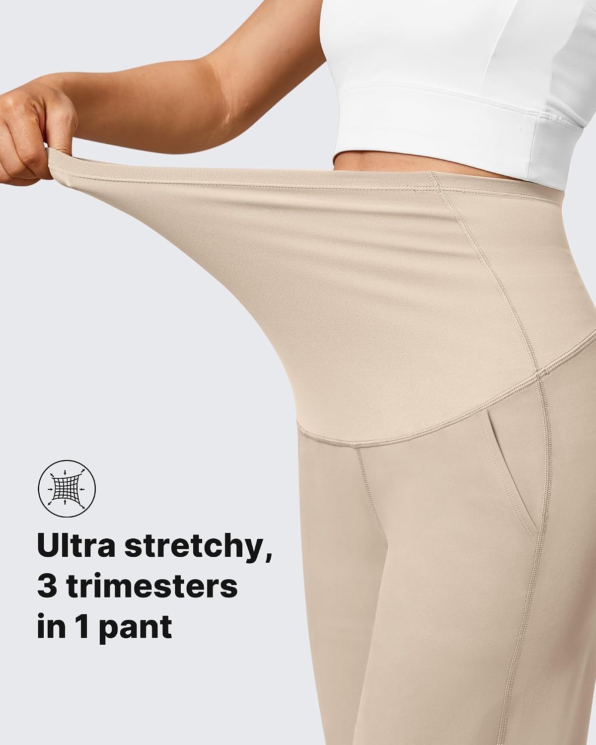 Detalle 2 de G4Free Wide Leg Maternity Trousers over the Belly Capri Yoga Pants (with Pockets)