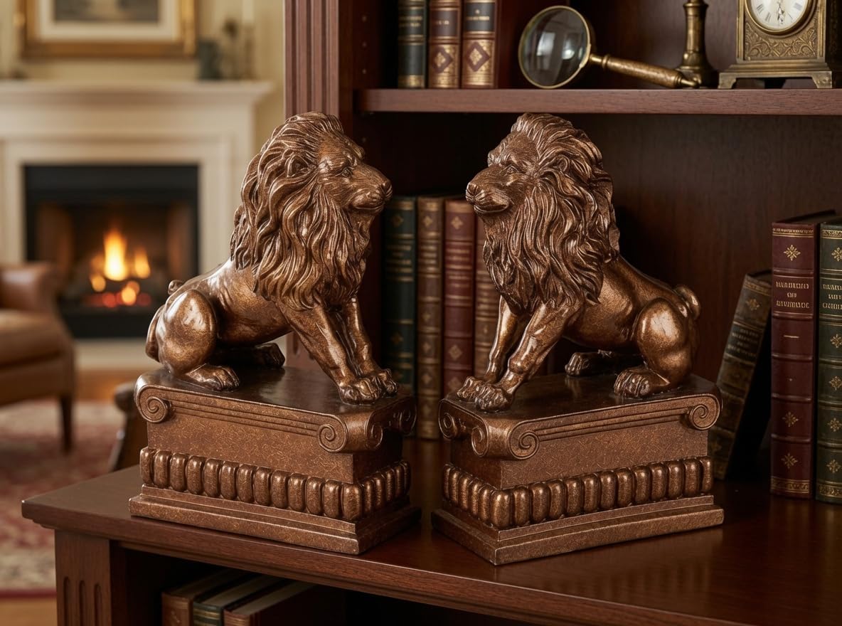 Detalle de Bellaa Lion Bookends, Polyresin