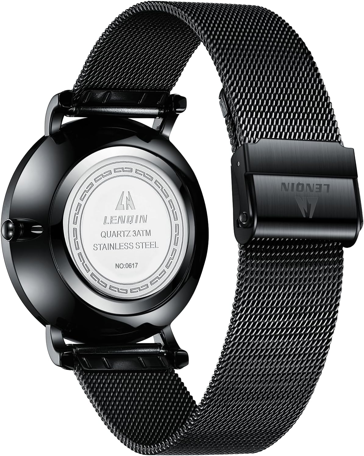 Detalle 2 de LENQIN Herren Uhr Edelstahl Analog Quarz 30 M Wasserfest