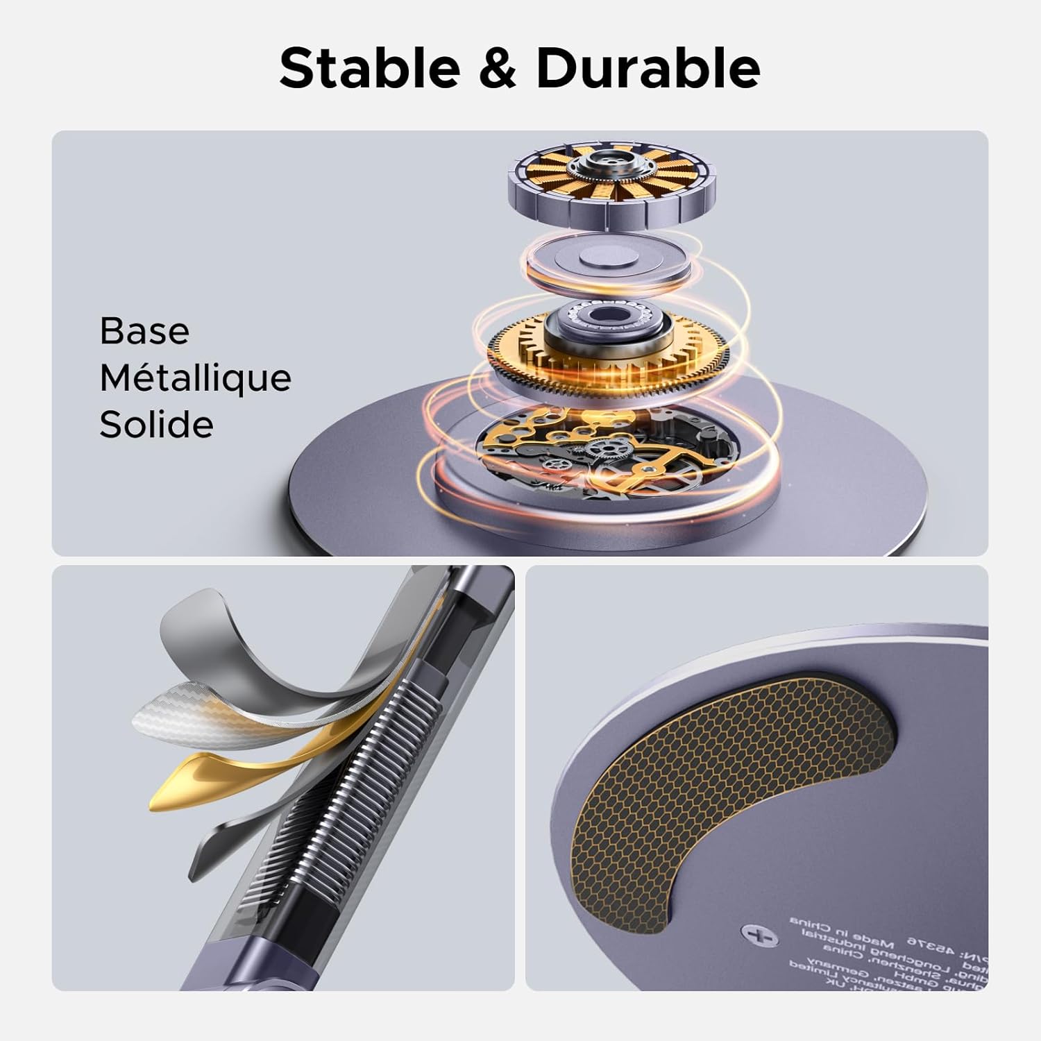 Thumbnail 4 de Support téléphone magnétique de bureau UGREEN (aimant N52) avec rotation 360° et pliage, compatible MagSafe iPhone 16/15 et Samsung S24 Ultra – Gris