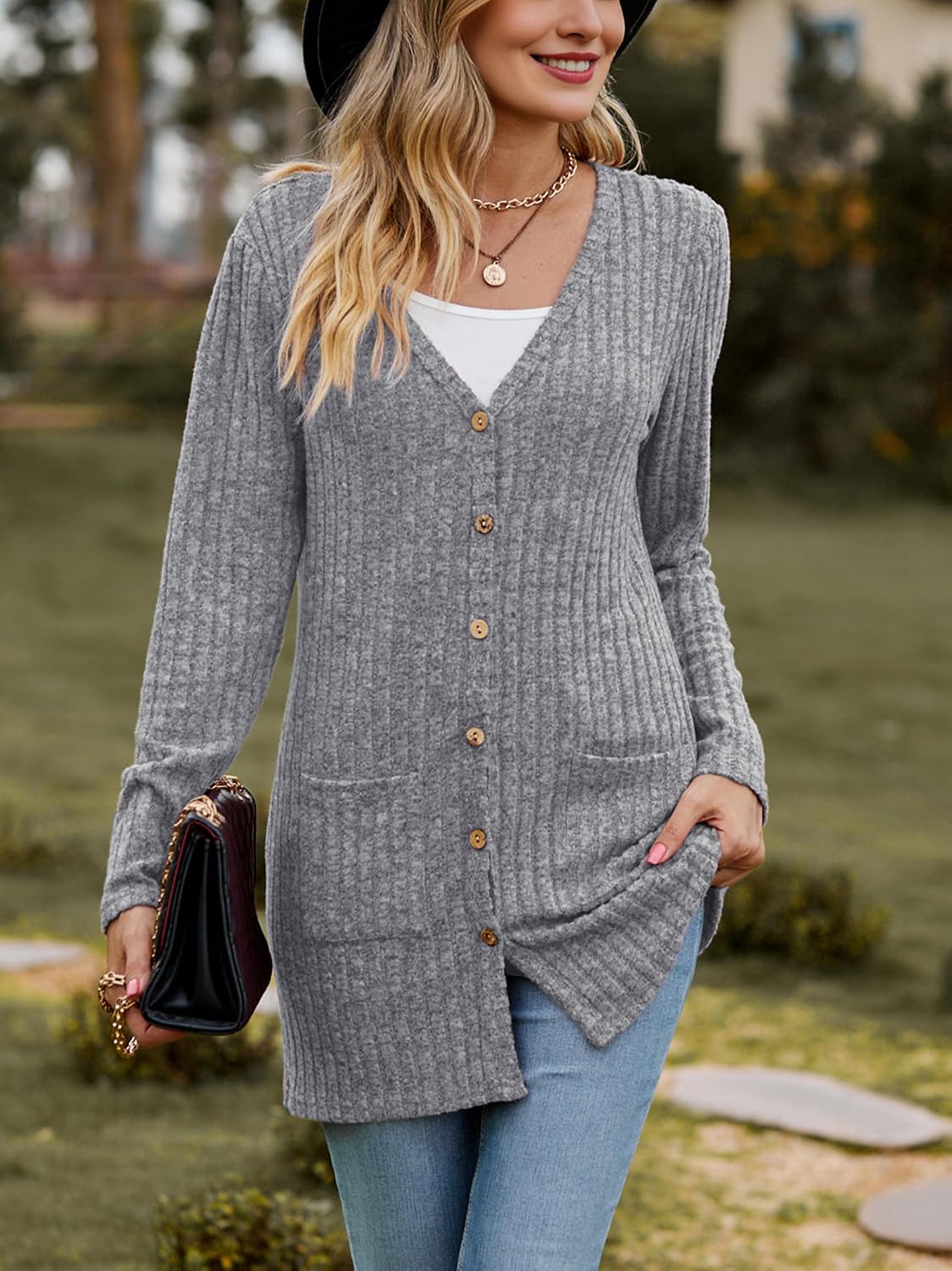 Detalle 2 de Strickcardigan für Damen mit Taschen