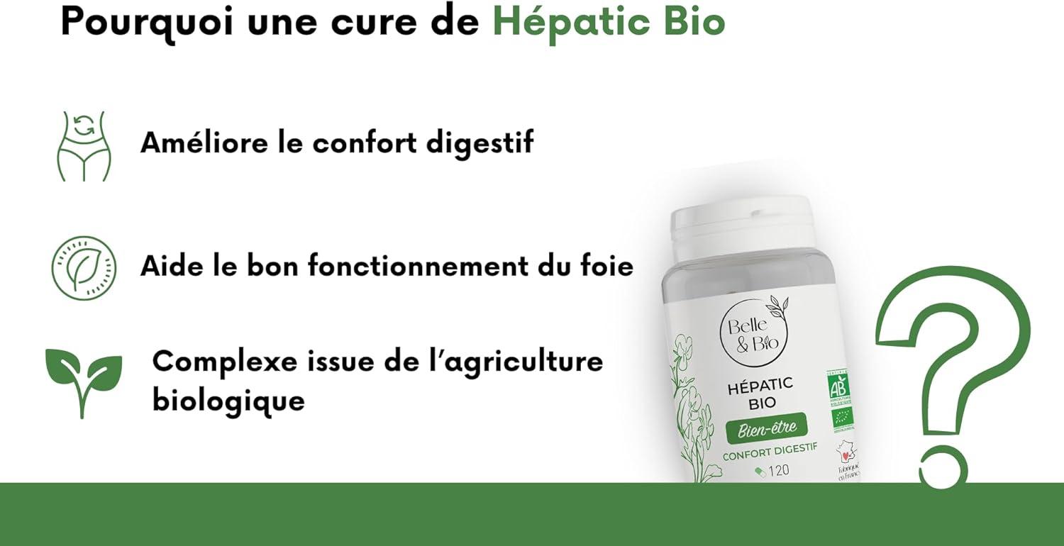 Thumbnail 3 de Complément alimentaire Belle&Bio Detox du foie & confort intestinal Hepatic Bio (radis noir, pissenlit, artichaut) – cure 2 mois