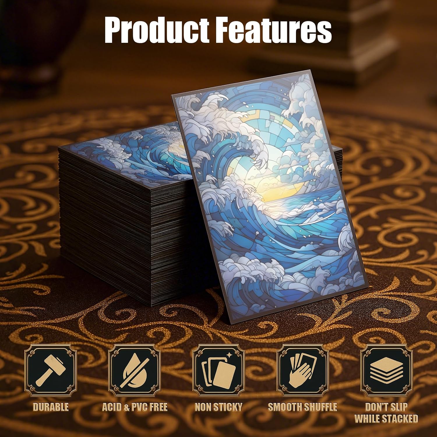 Detalle 1 de Kiiransr ステンドグラスアイランド MTG用カードスリーブ 100枚・透明フロント/マット背面