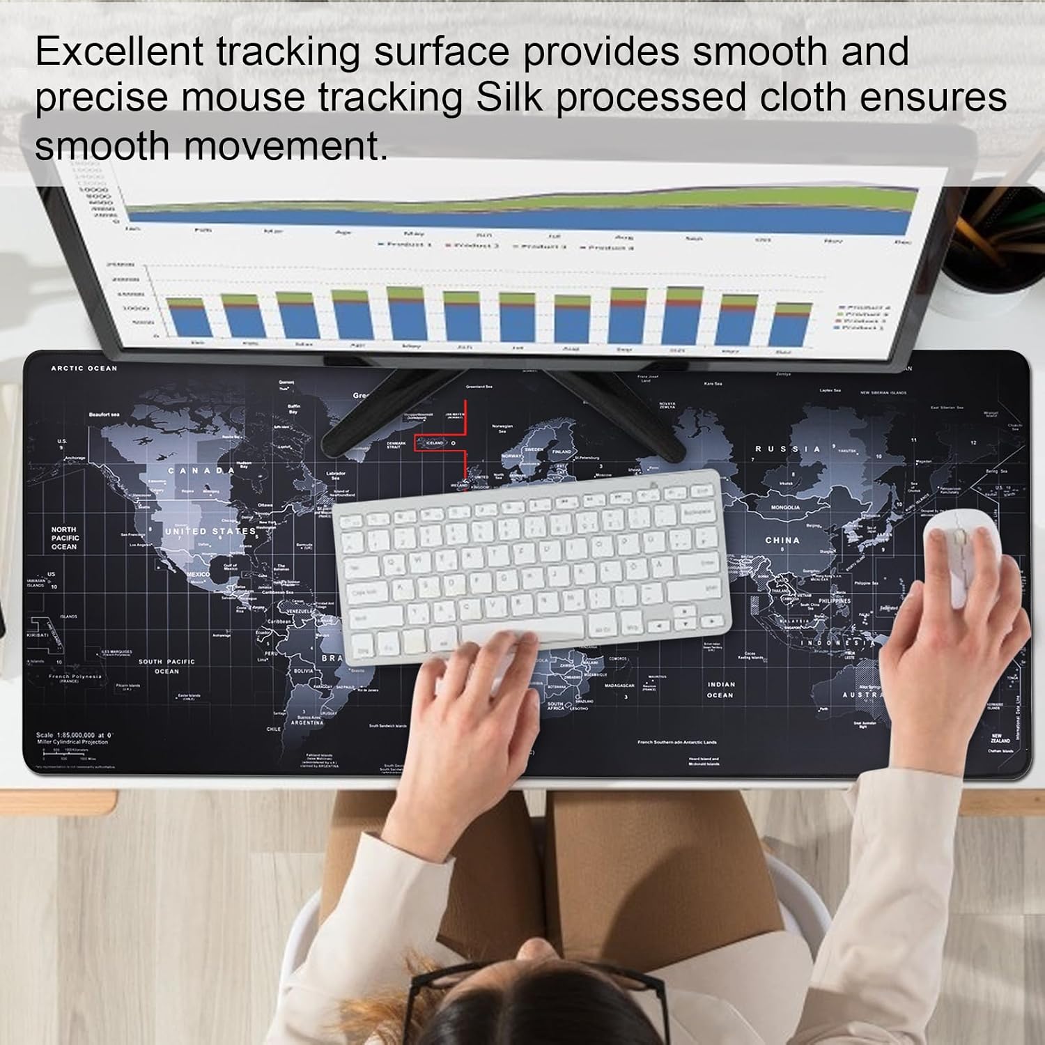 Detalle de Cmhoo chengmenghe XXL Map Mouse Pad, 35.4 x 15.7-Inch Non-Slip Mat