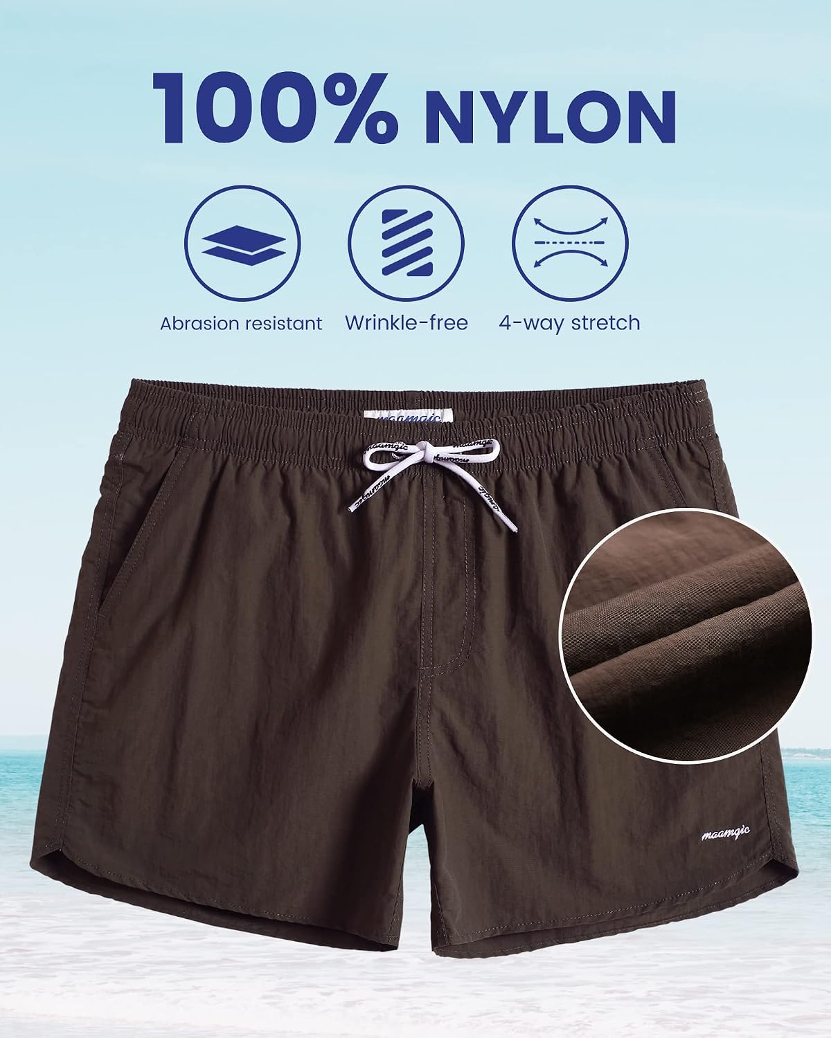 Detalle de maamgic Men's Swim Trunks 5" Quick Dry with Mesh Lining