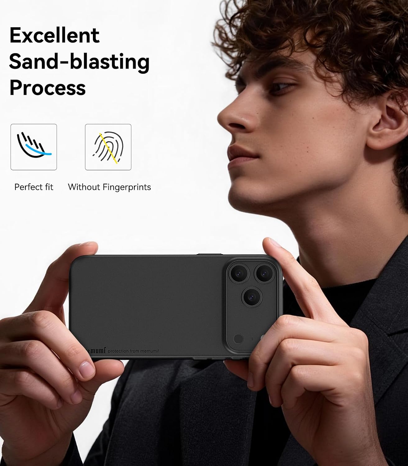Detalle 1 de memumi-hoes voor iPhone 18 Pro Max, 0,3 mm, mat zwart polypropyleen