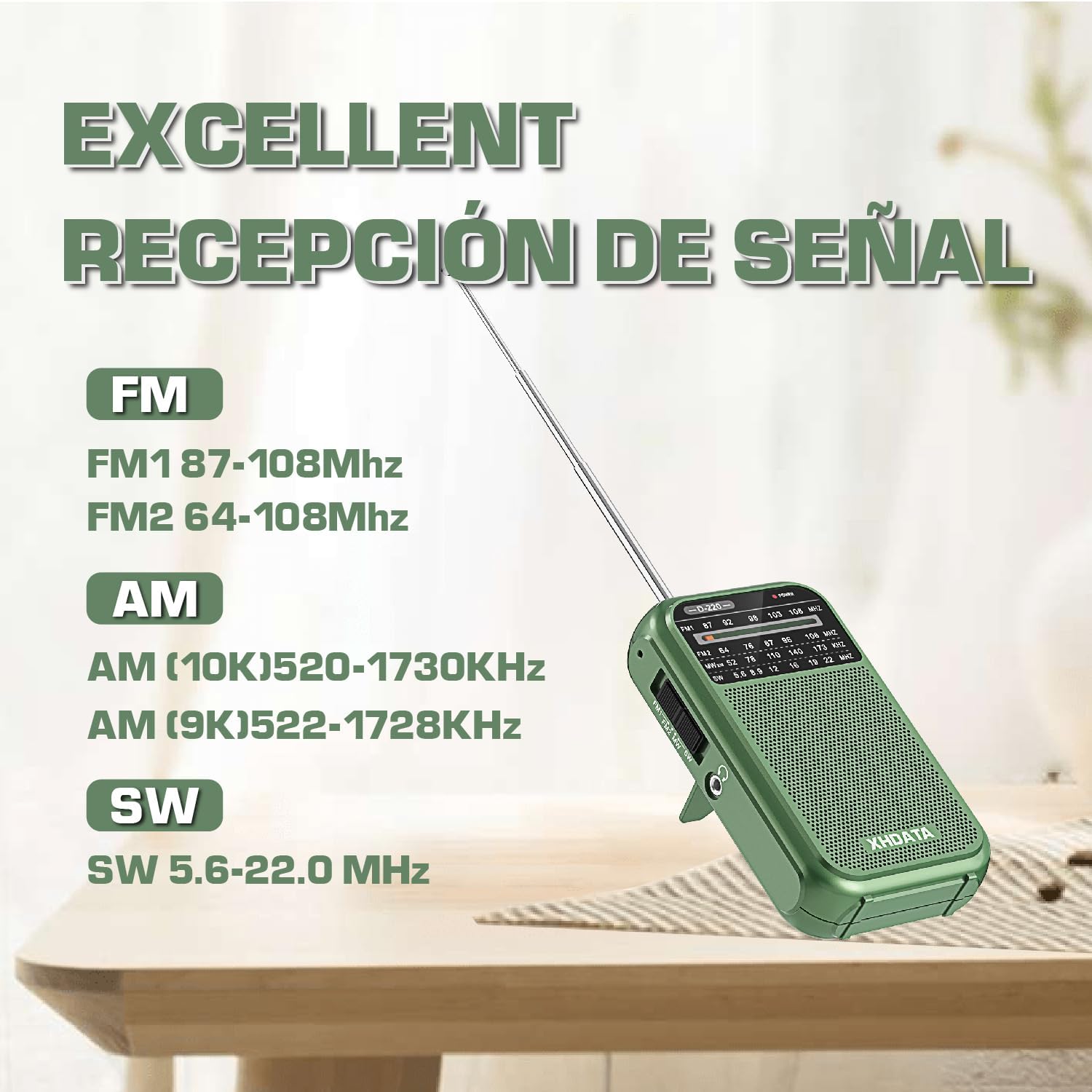 Detalle 2 de XHDATA D220 Radio portátil FM AM SW 125 g