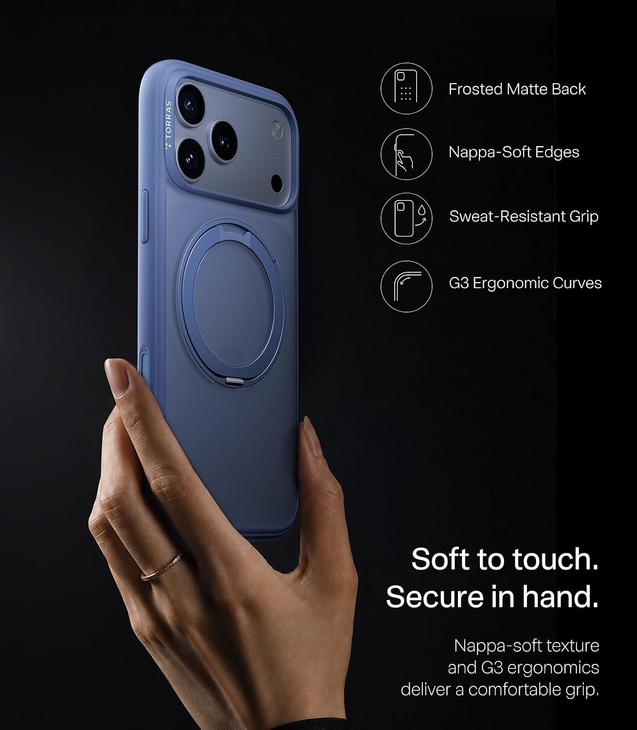 Thumbnail 6 de TORRAS O1S Series iPhone 18 Pro Case with 360° Magnetic Stand, Blue