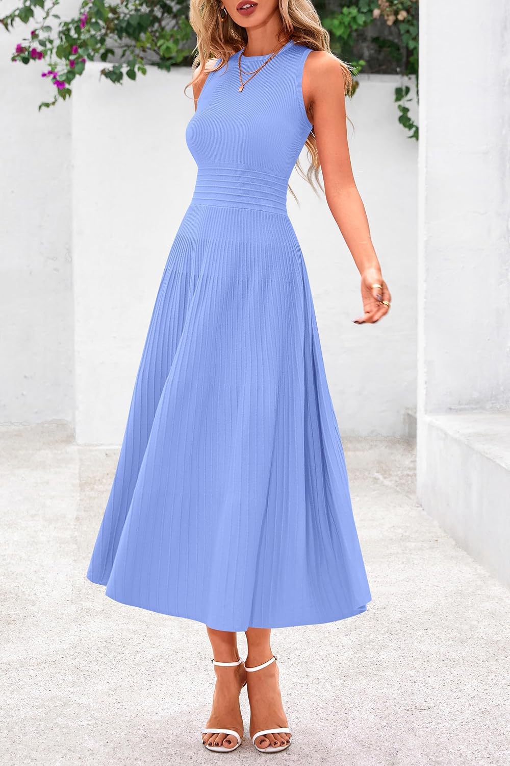 Thumbnail 4 de PRETTYGARDEN PR930 Women's Pleated Knit Midi Dress, Sleeveless A-Line
