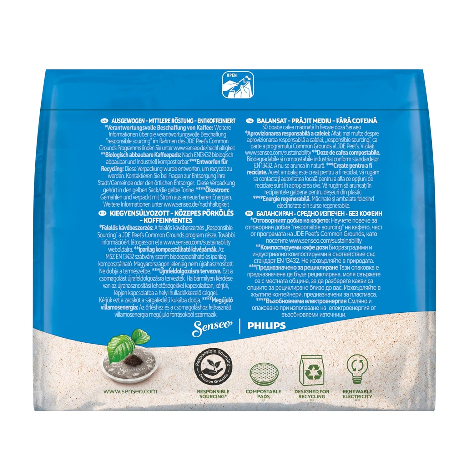 Detalle de Senseo Pads Decaf Enkoffeiniert – 80 koffeinfreie Pads, 5 x 16 Stück