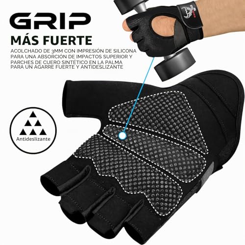 Detalle 2 de Beast Rage Guantes de Fitness para levantamiento de pesas – M, Negro