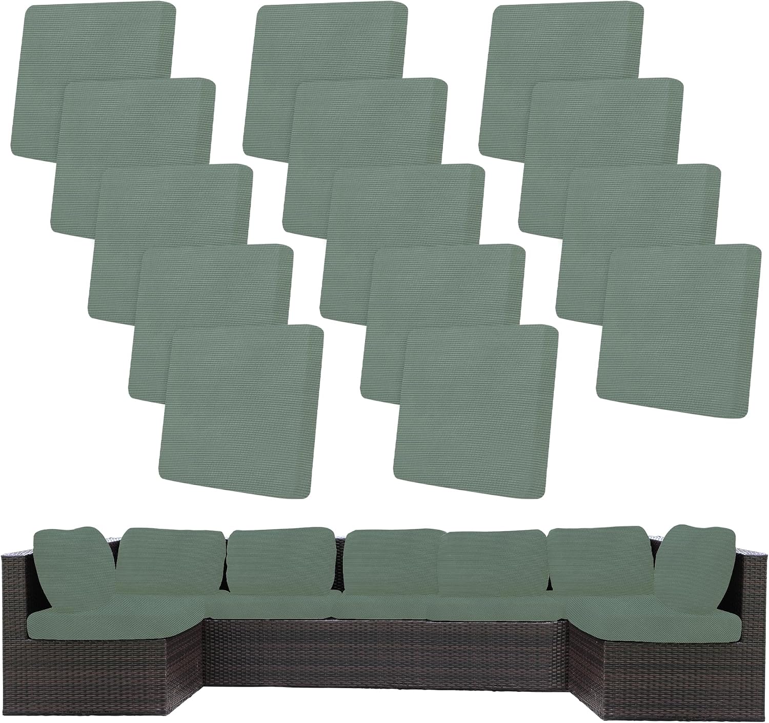 Detalle de BIETYONE outdoor cushion cover 14-Piece Stretch-Fit Patio Covers