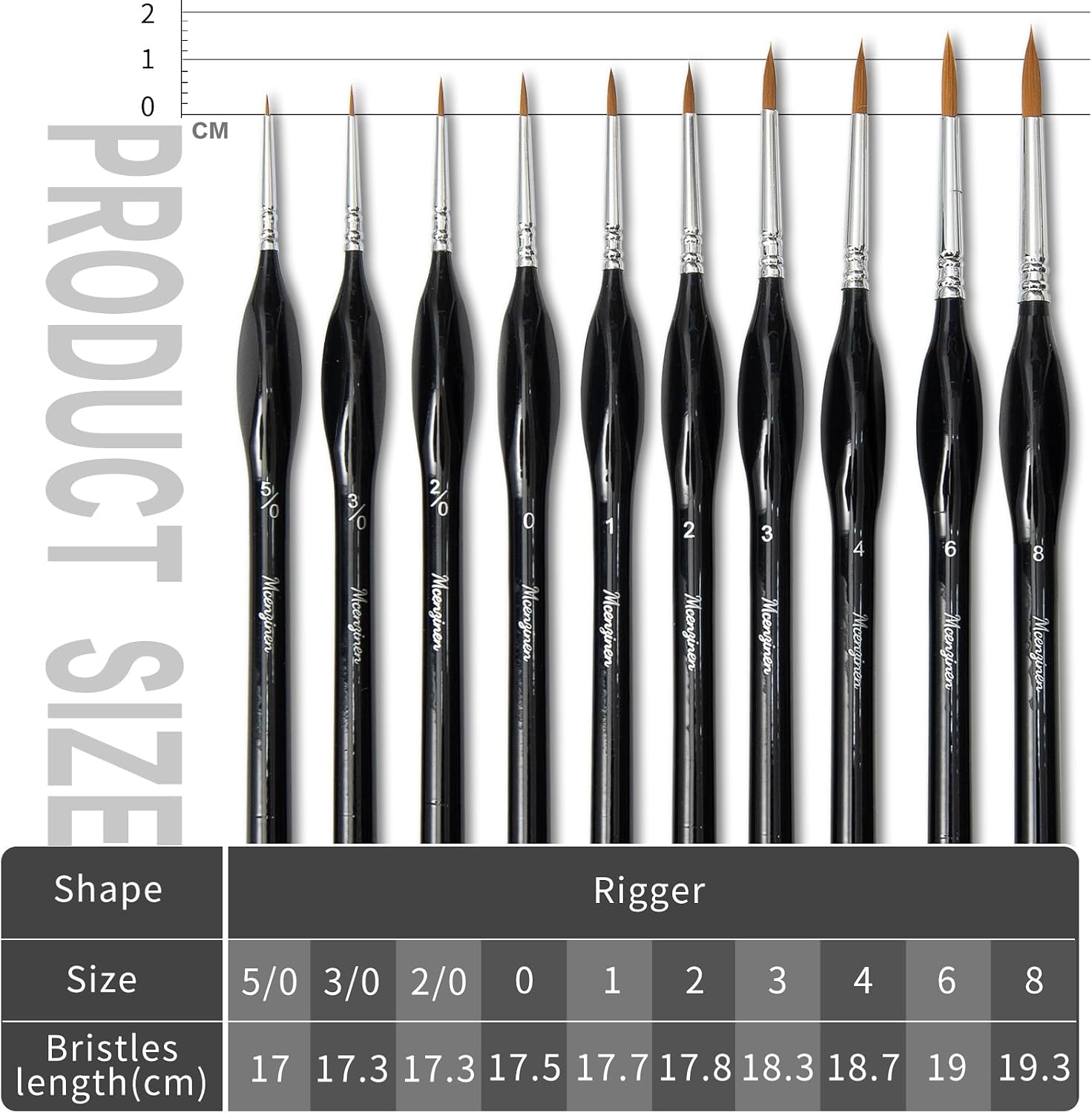 Thumbnail 1 de Mcenzinen 10 Pcs Exquisite Detail Paint Brush Set with Copper Tube and Triangular Birch Handle