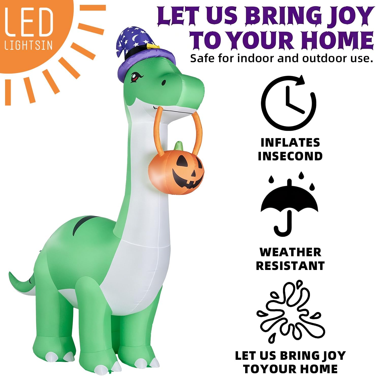 Detalle de Kendane KEN-74 12FT Inflatable T. Rex Halloween Yard Decoration with LEDs