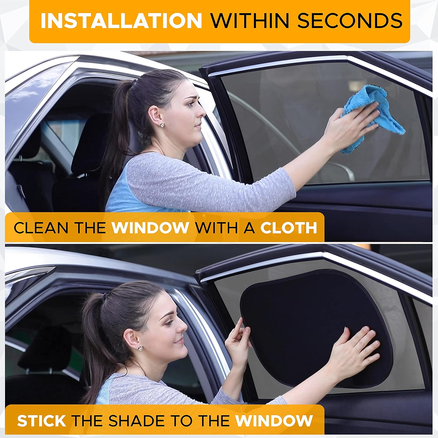 Detalle 2 de EcoNour Car Side Window Shades, 2-Pack, 20" x 12" Medium Static-Cling Mesh