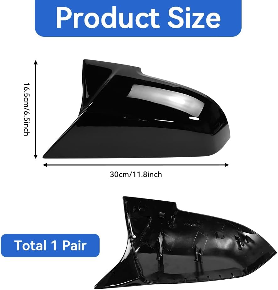 Detalle de Vurixfo Pair Car Wing Mirror Covers Caps for BMW F20–F33, F87 M2, X1 E84 in Glossy Black