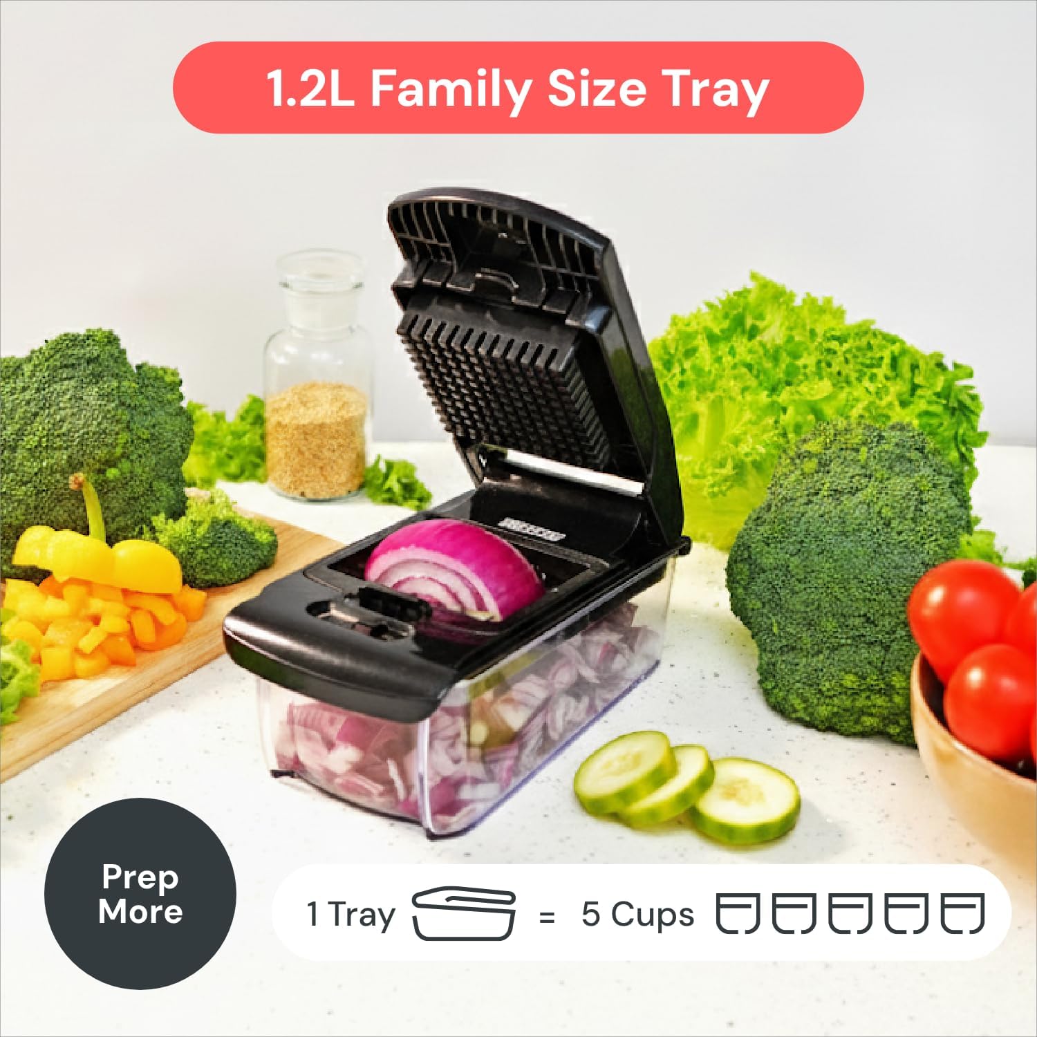 Detalle de Fullstar 4-in-1 Pro Vegetable Chopper & Cutter: Slicer Dicer Spiralizer with 5-Cup Container