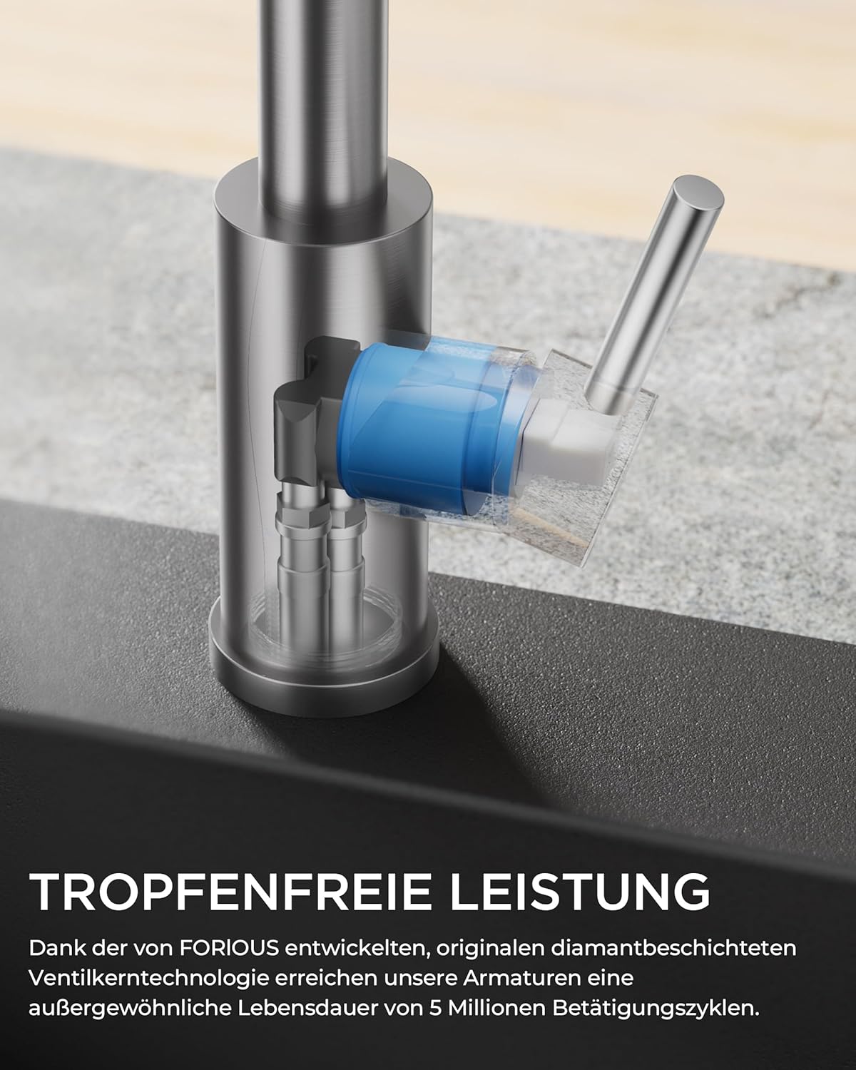 Thumbnail 5 de FORIOUS Küchen-Wasserhahn Edelstahl 360° Einhebel-Mischbatterie