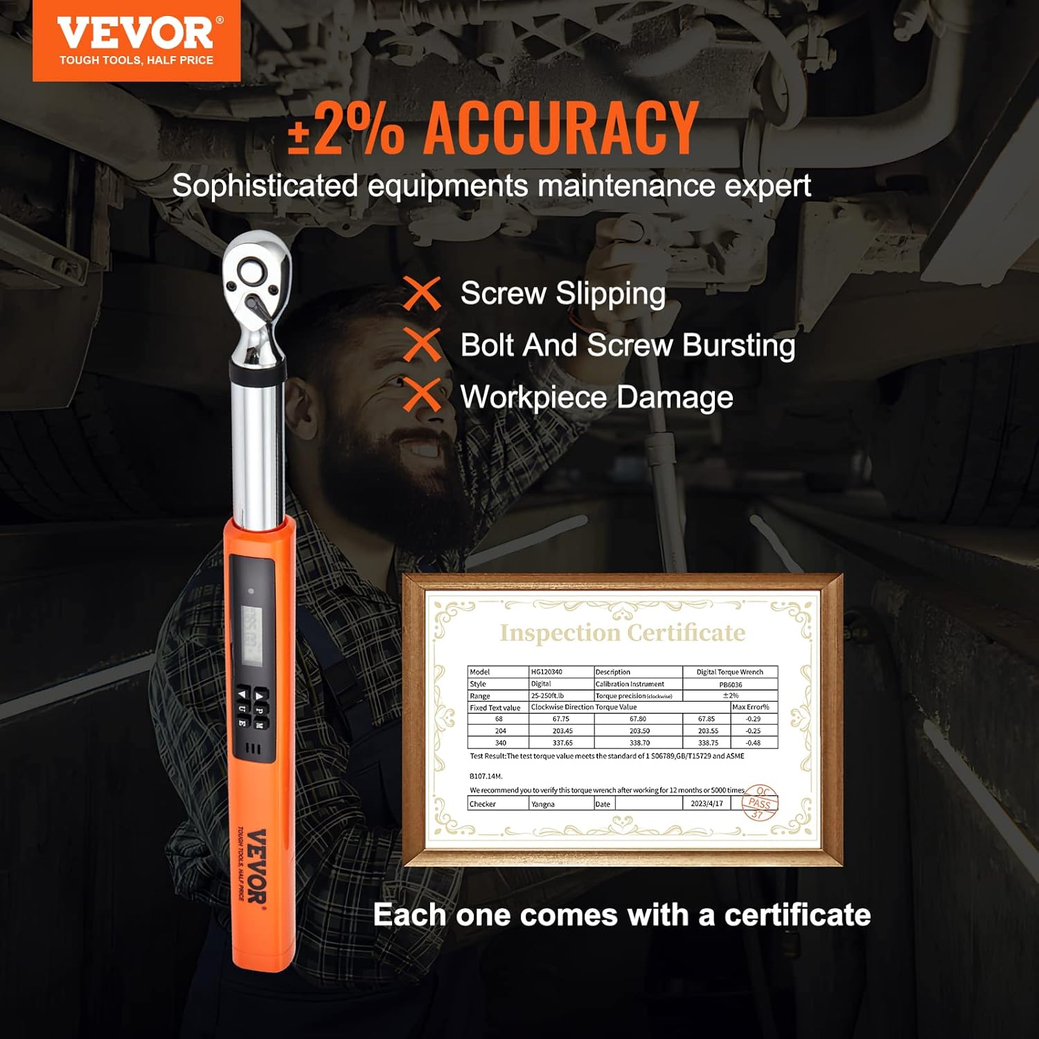 Detalle de VEVOR Chiave Dinamometrica 3/8'' — Forza 5-50 Nm con Schermo LED e Taratura Certificata