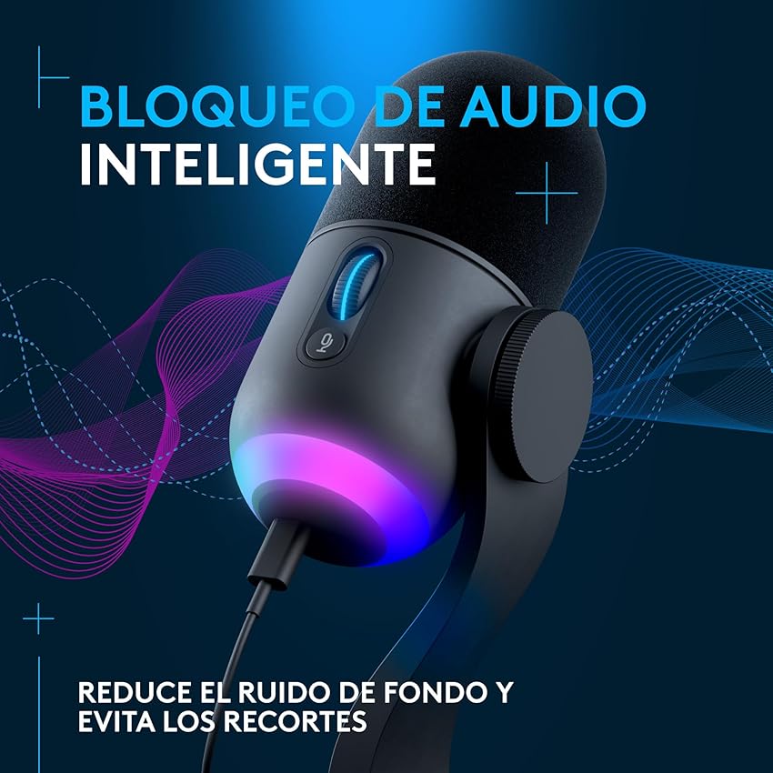 Detalle de Logitech G Yeti GX, micrófono dinámico RGB para gaming 🎤