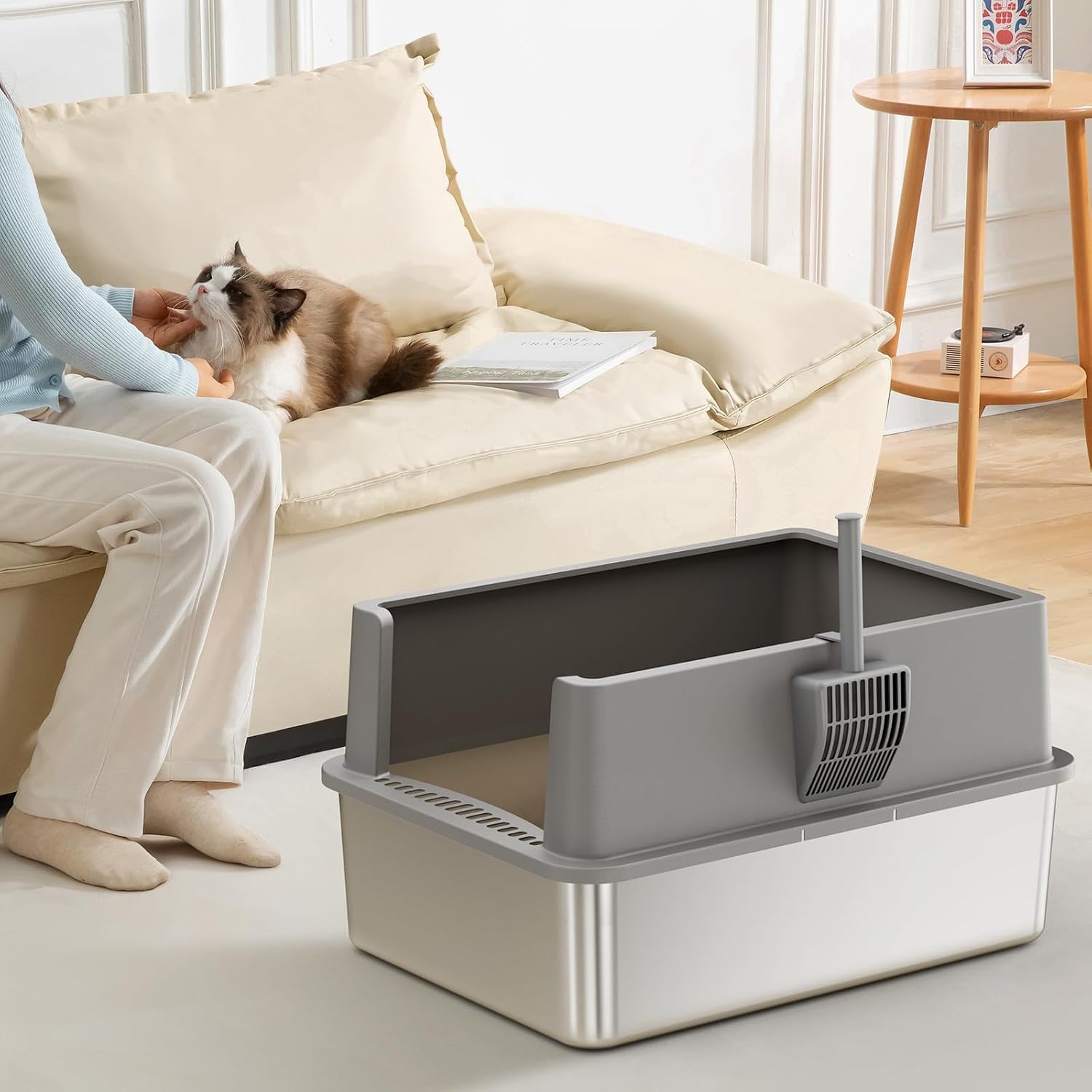Thumbnail 6 de Jotesnew Stainless Steel Cat Litter Box, 28-Inch