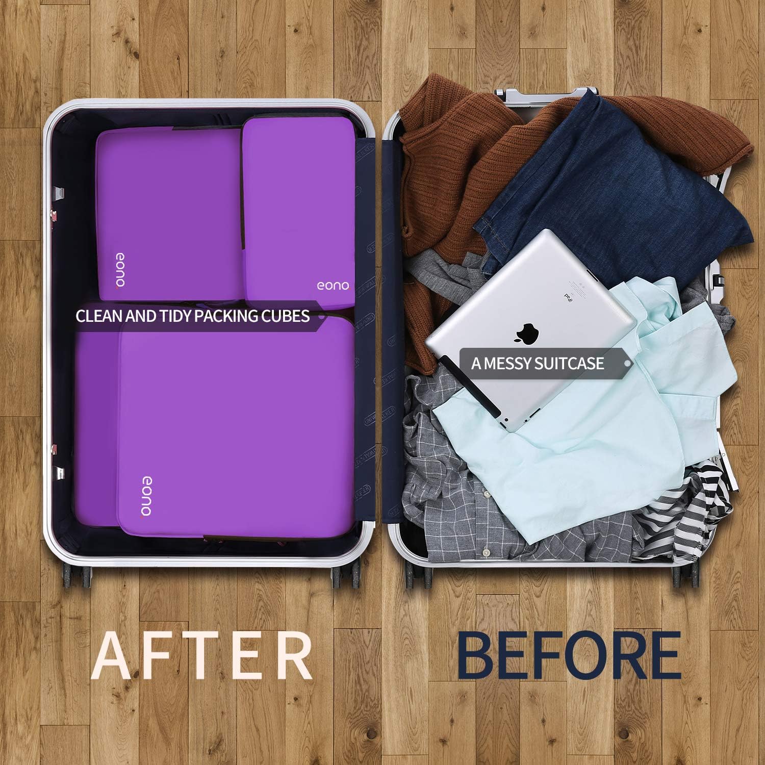 Thumbnail 5 de Eono Packing Cubes Set (3/4/6) – Compression Luggage Organisers for Travel