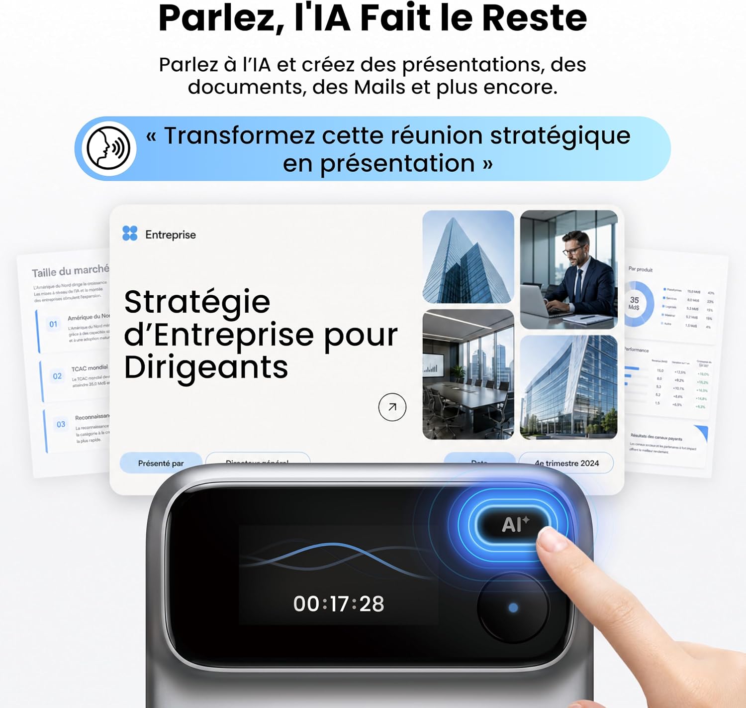 Detalle 2 de Comu Action Pro TN20-CA-BL AI-spraakrecorder met 16 GB en 360°-opname