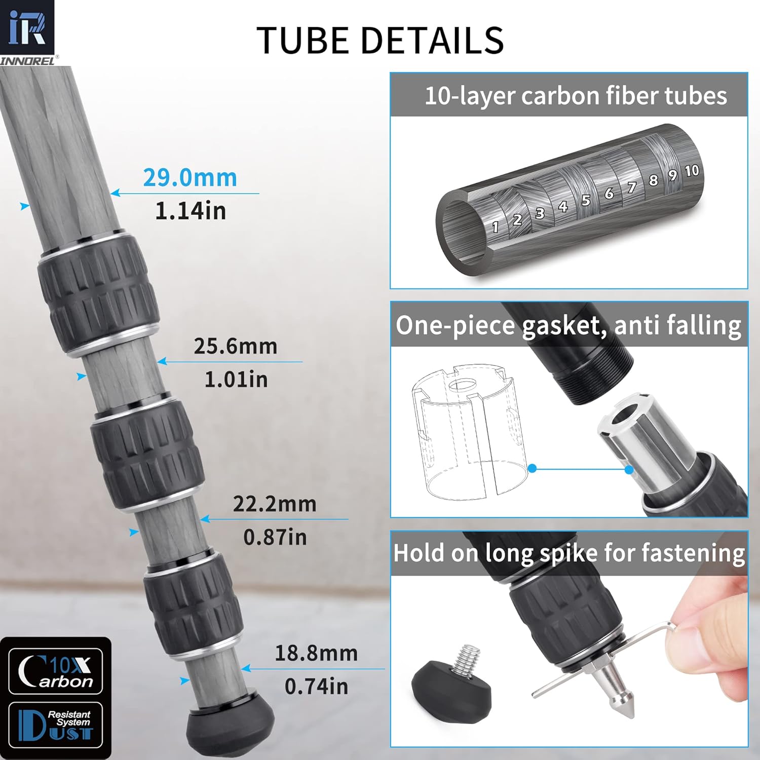 Thumbnail 4 de Carbon Fiber Tripod-INNOREL KT284C Professional Travel Tripod for DSLR Cameras