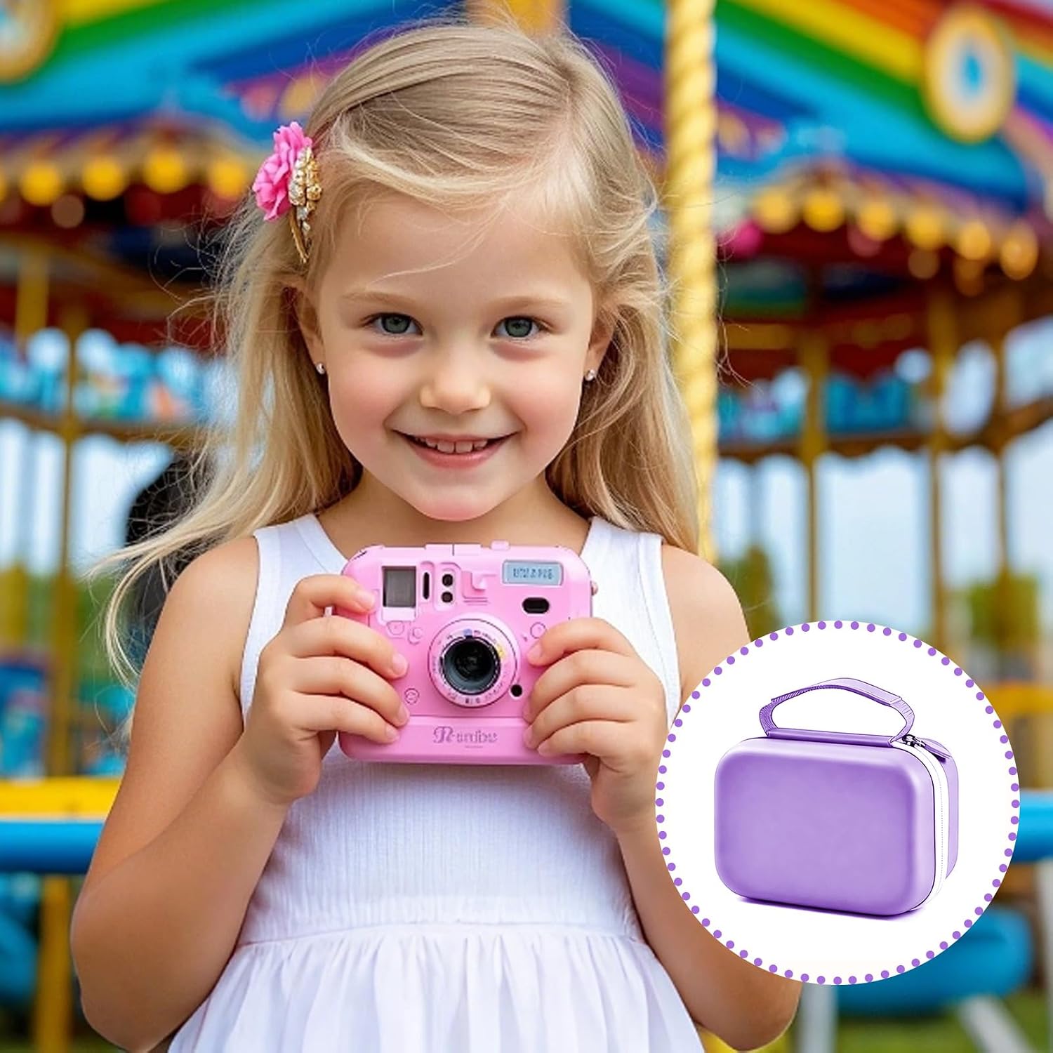 Thumbnail 6 de Kids Camera Case for Instant Print Cameras (Purple) – Fits ETIKEZ, Hangrui, HiMont and More