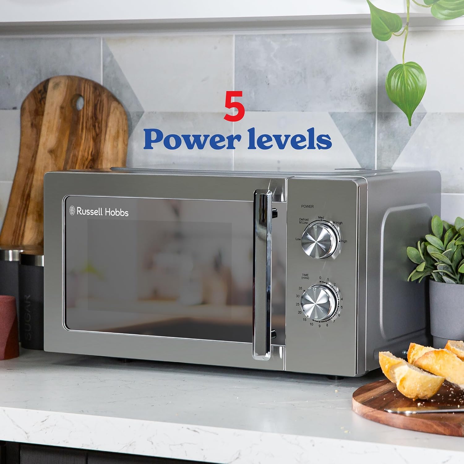 Thumbnail 3 de Russell Hobbs RHMM827SS Stainless Steel 20 Litre 800W Solo Manual Microwave with 5 Power Levels