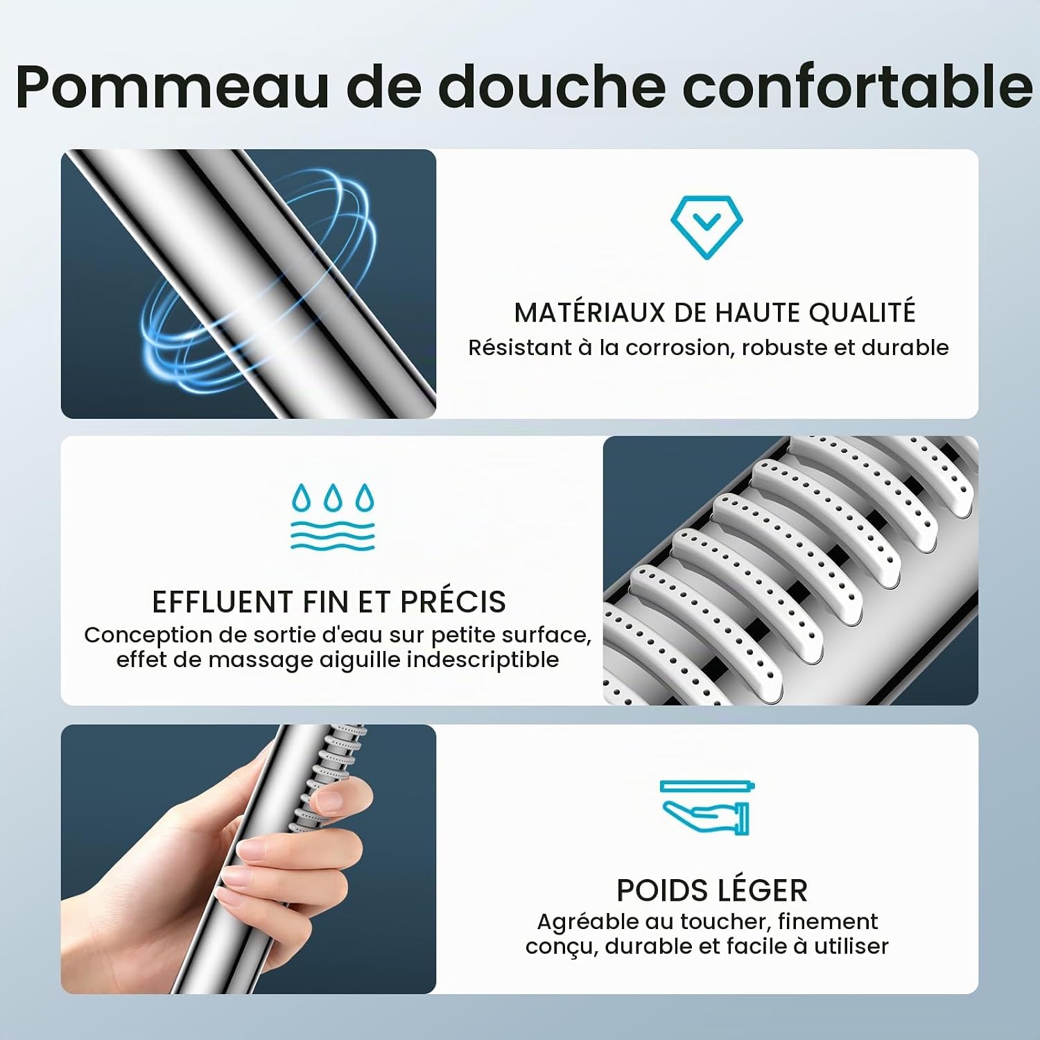 Detalle 2 de FEELSO handdouche, model FEELSO, met 195 siliconen sproeiers en G1/2-aansluiting