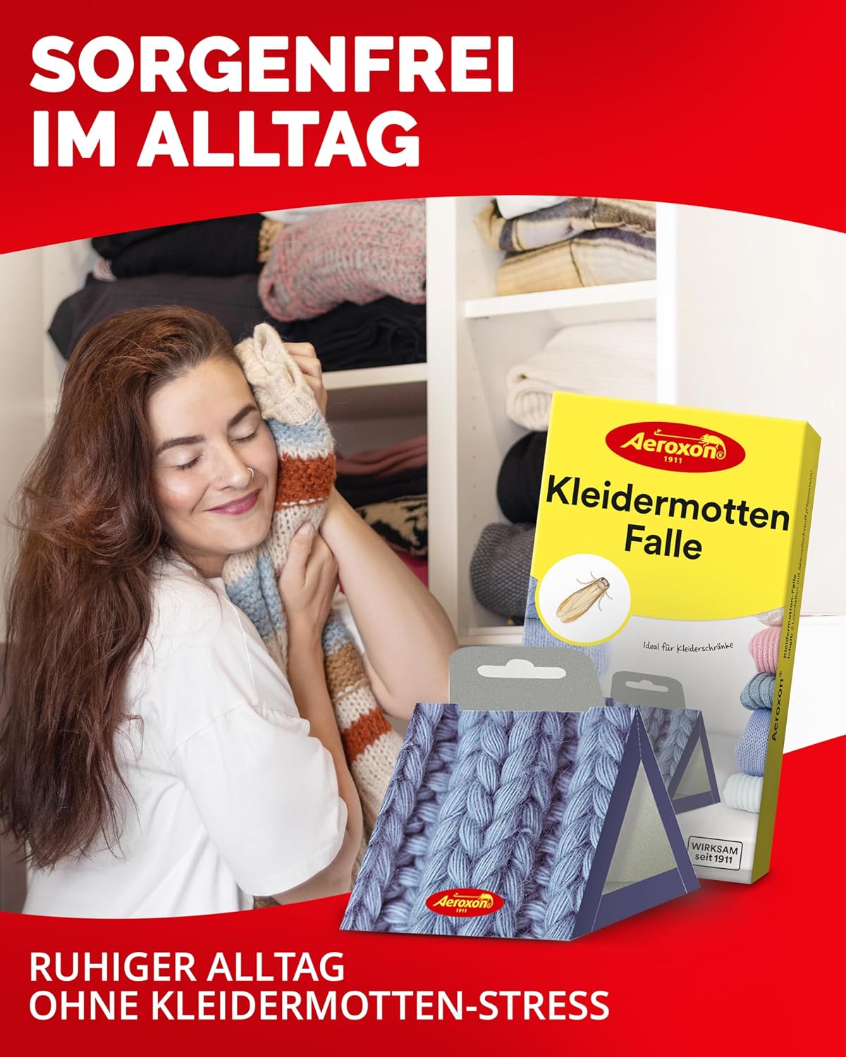 Detalle 2 de Aeroxon Mottenfalle Kleidermotten – 6er Set Pheromonfallen für Kleiderschrank