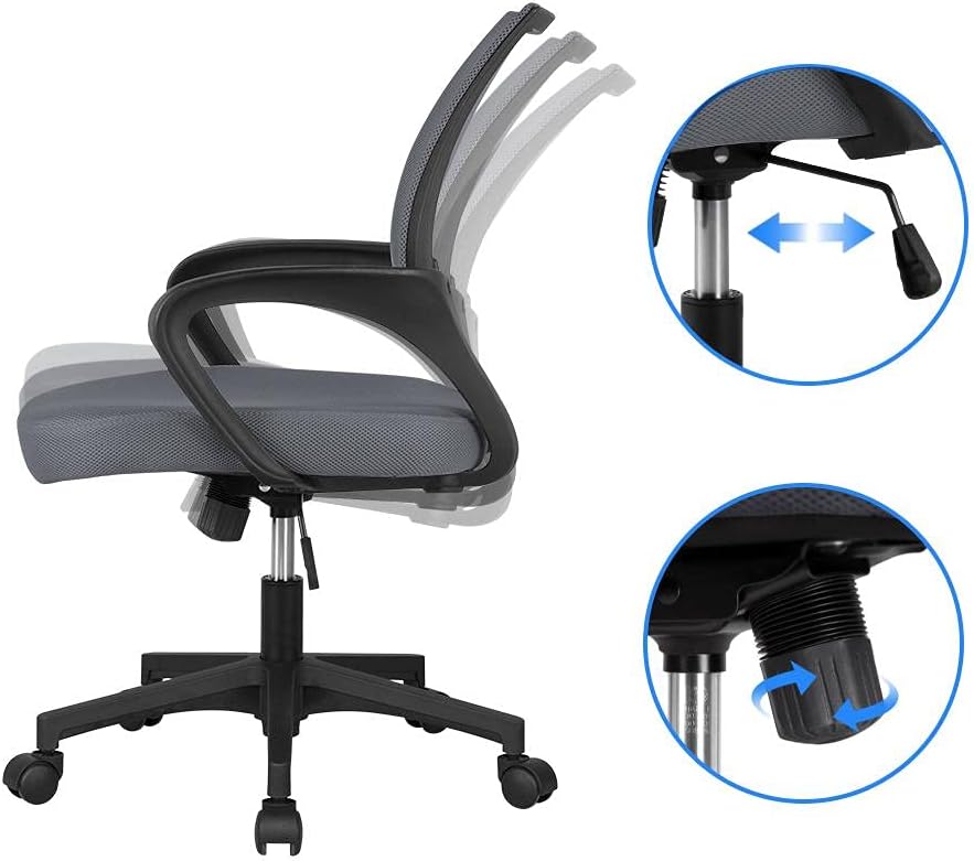 Thumbnail 6 de Yaheetech Sedia da Scrivania Ergonomica, Reclinabile e Girevole con Braccioli e Ruote - In Rete Traspirante