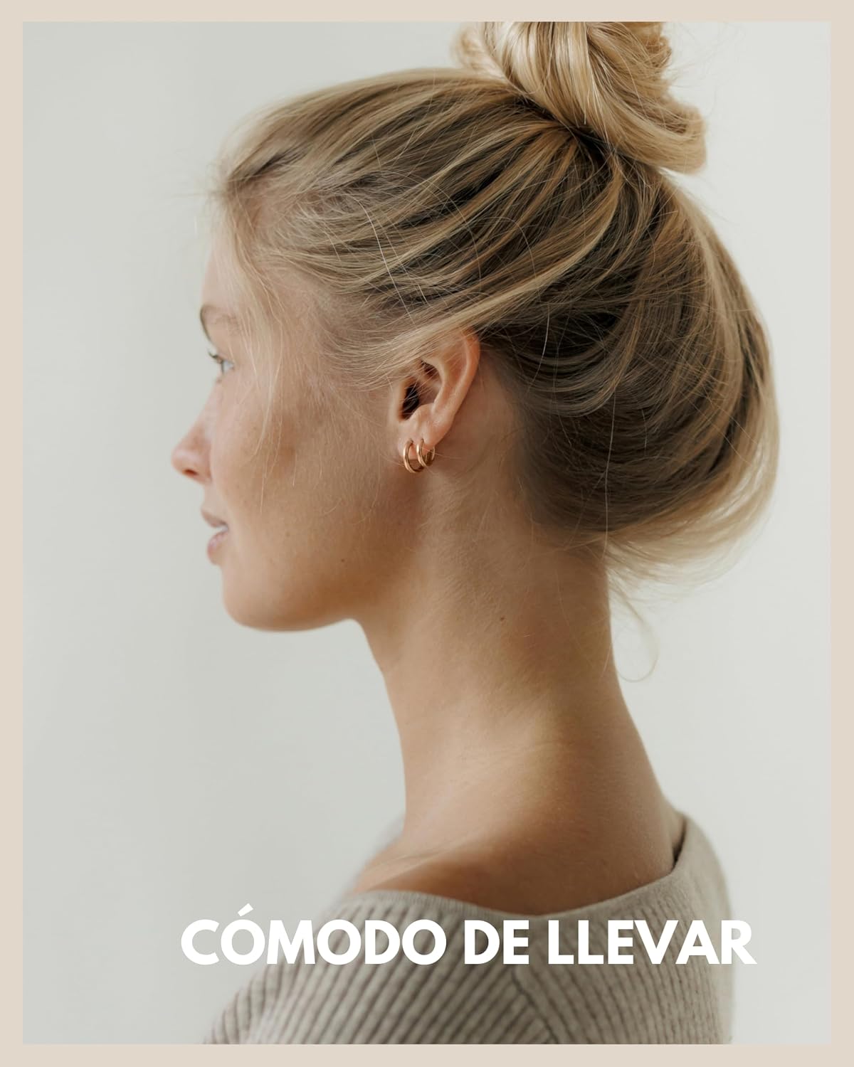 Detalle 2 de Aros de acero inoxidable oro rosado para mujer - 3 pares
