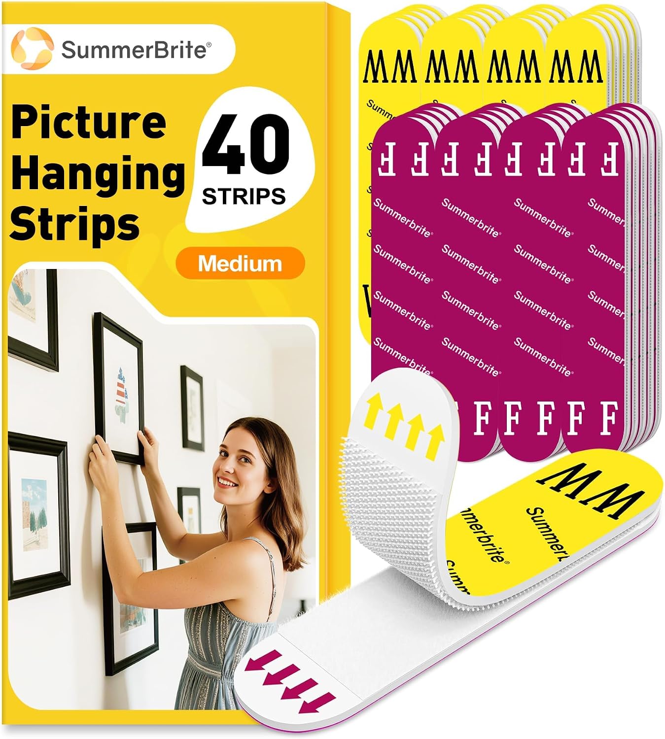 Detalle de Summerbrite MT85MM-W Medium Picture Hanging Strips, 20 Pairs, No Nails