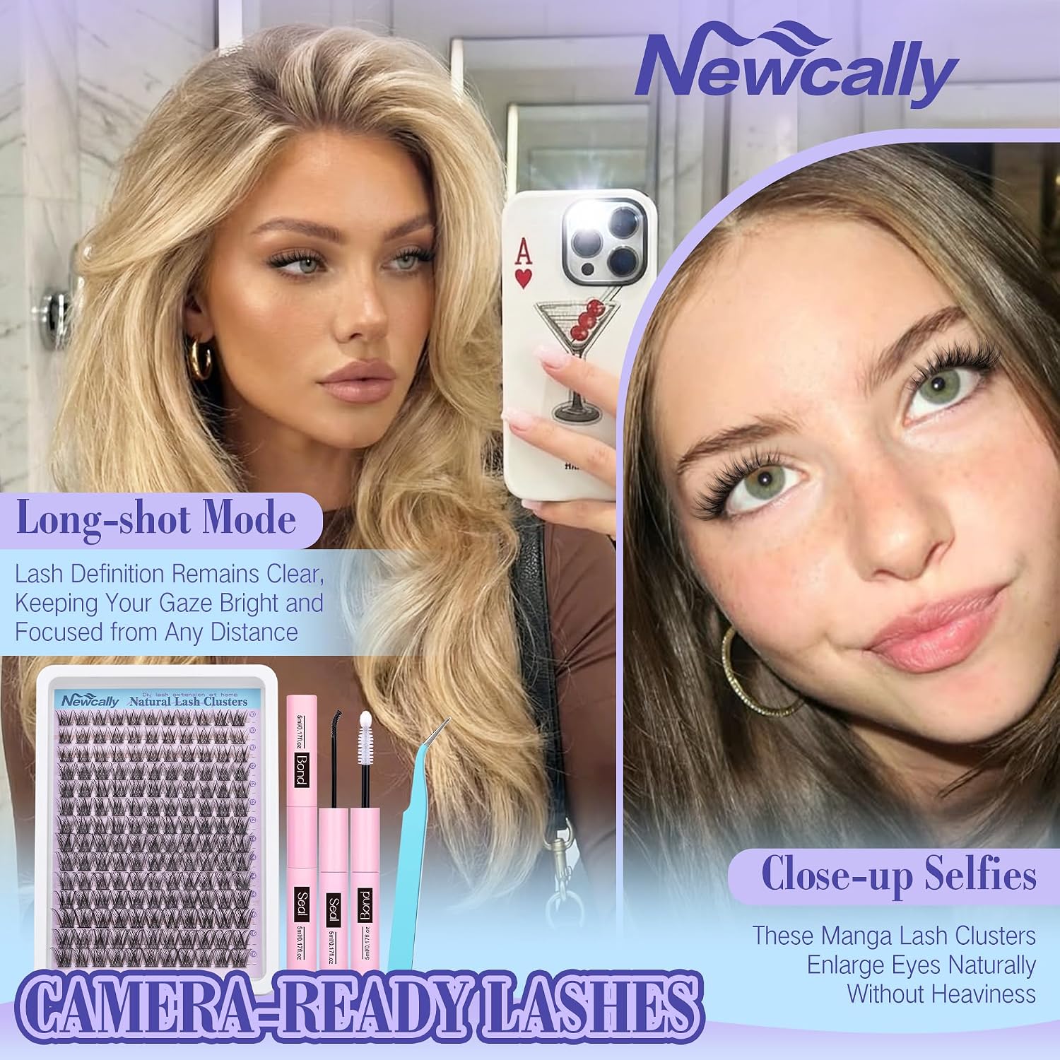 Thumbnail 3 de Newcally Lash Clusters Kit Wispy Natural: DIY C-Curl Extensions (10–16mm) for at-Home Salon Looks
