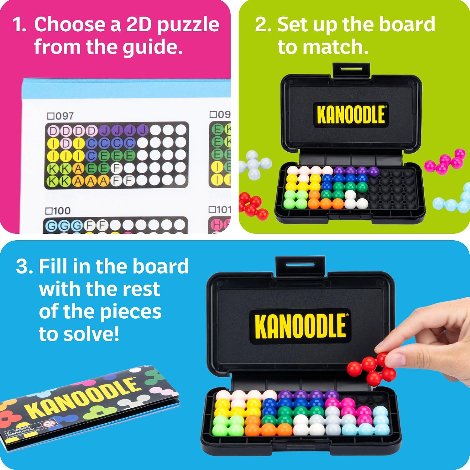 Thumbnail 3 de Learning Resources Kanoodle Basic 3D-puzzel met 12 stukken en 200 uitdagingen