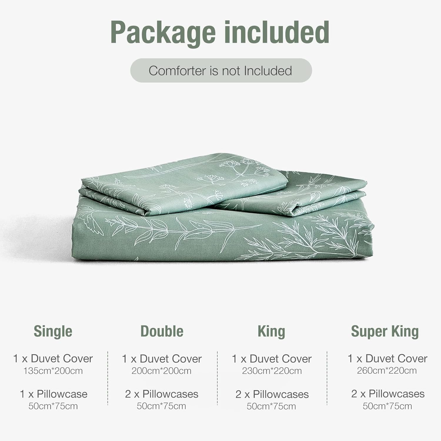 Thumbnail 6 de Tokokimo Sage Green Double Duvet Set 2 Pillowcases 🌿📘