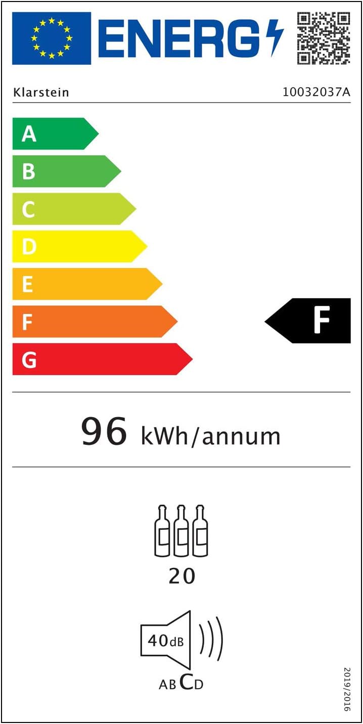 Detalle de Klarstein Vinovilla 10032037 – chłodziarka do wina 50 l, 20 butelek, ochrona UV