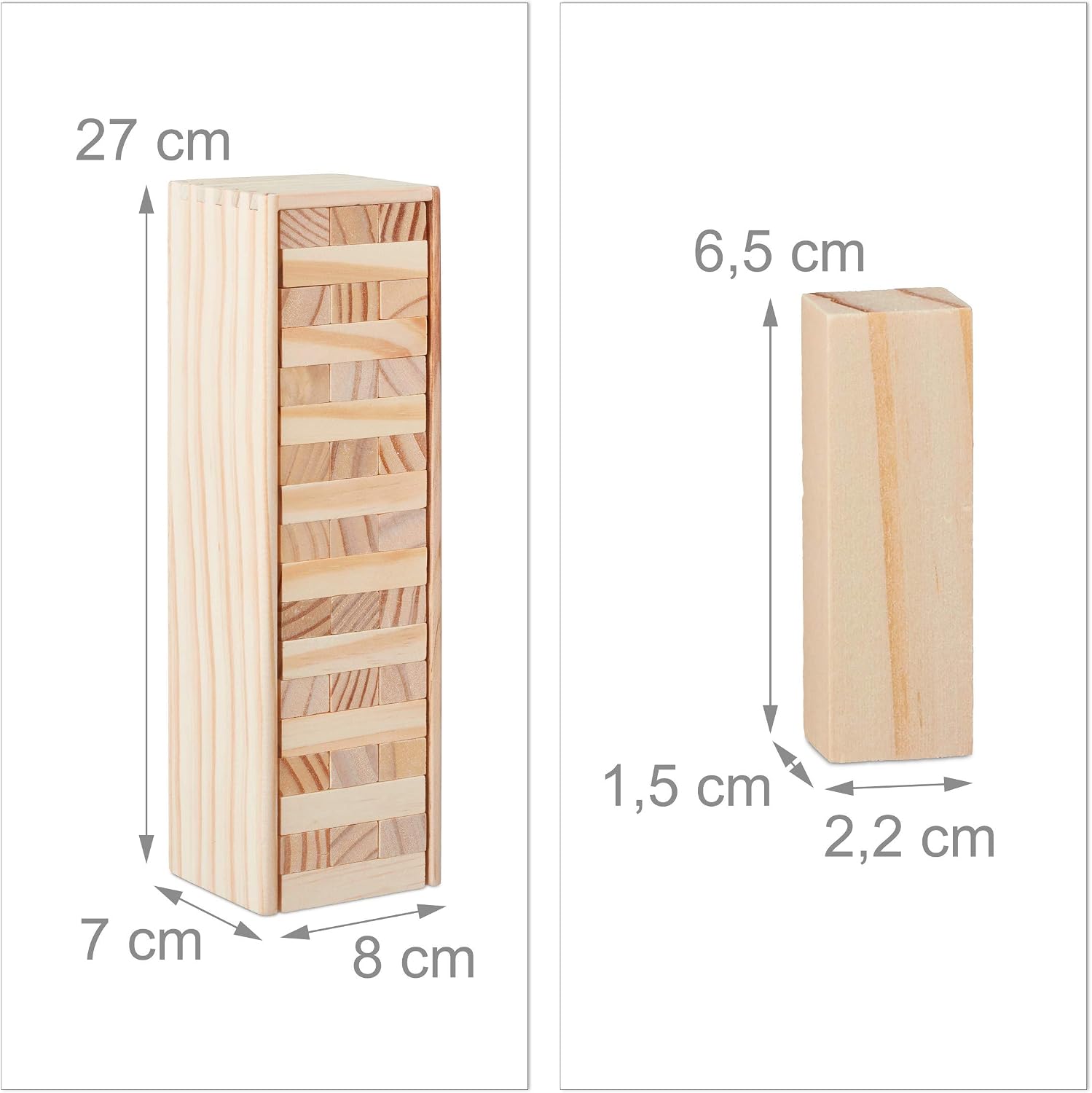 Detalle 2 de Relaxdays Juego Torre de Madera 54 bloques