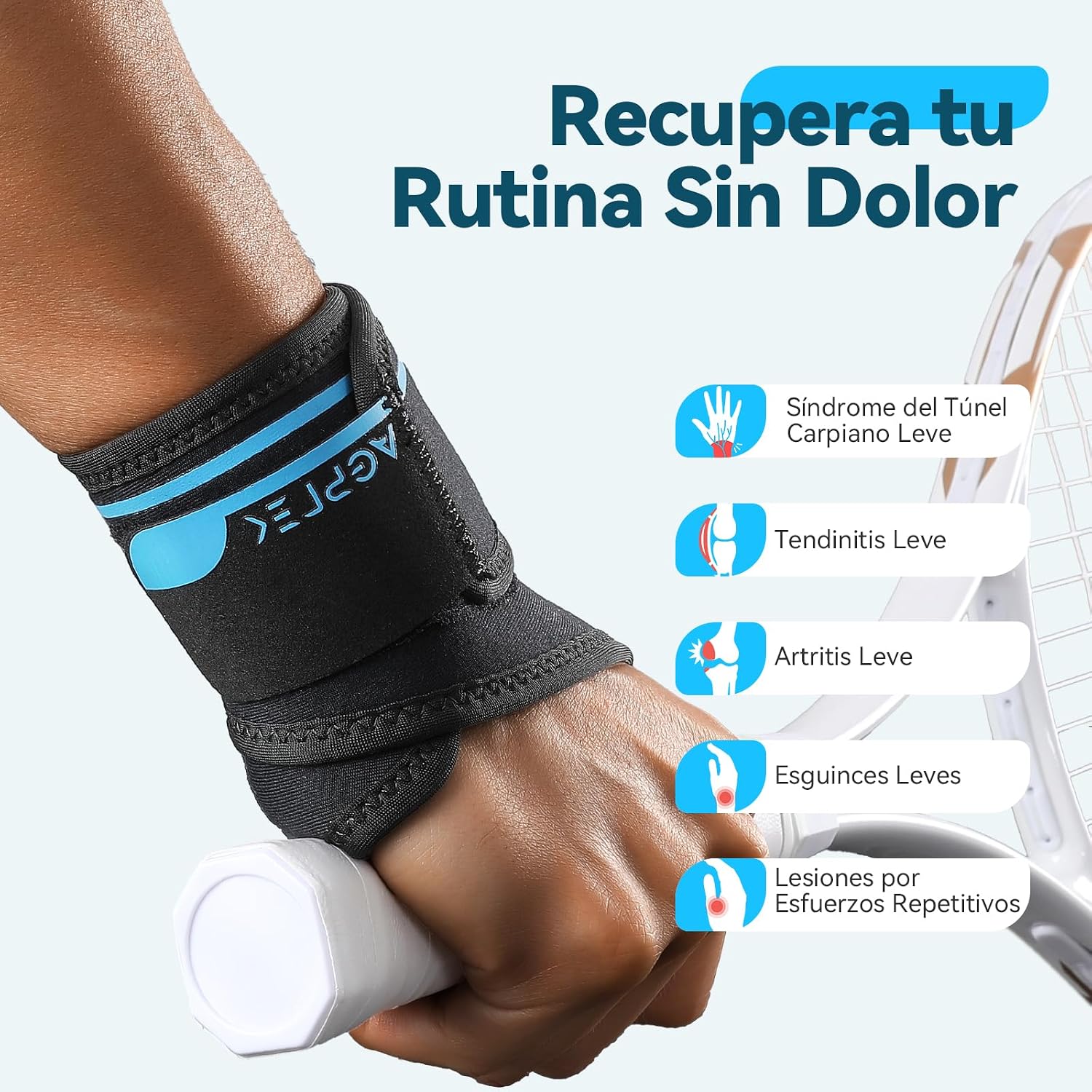 Detalle 2 de AGPTEK Muñequera Ligera para túnel carpiano 13-20 cm