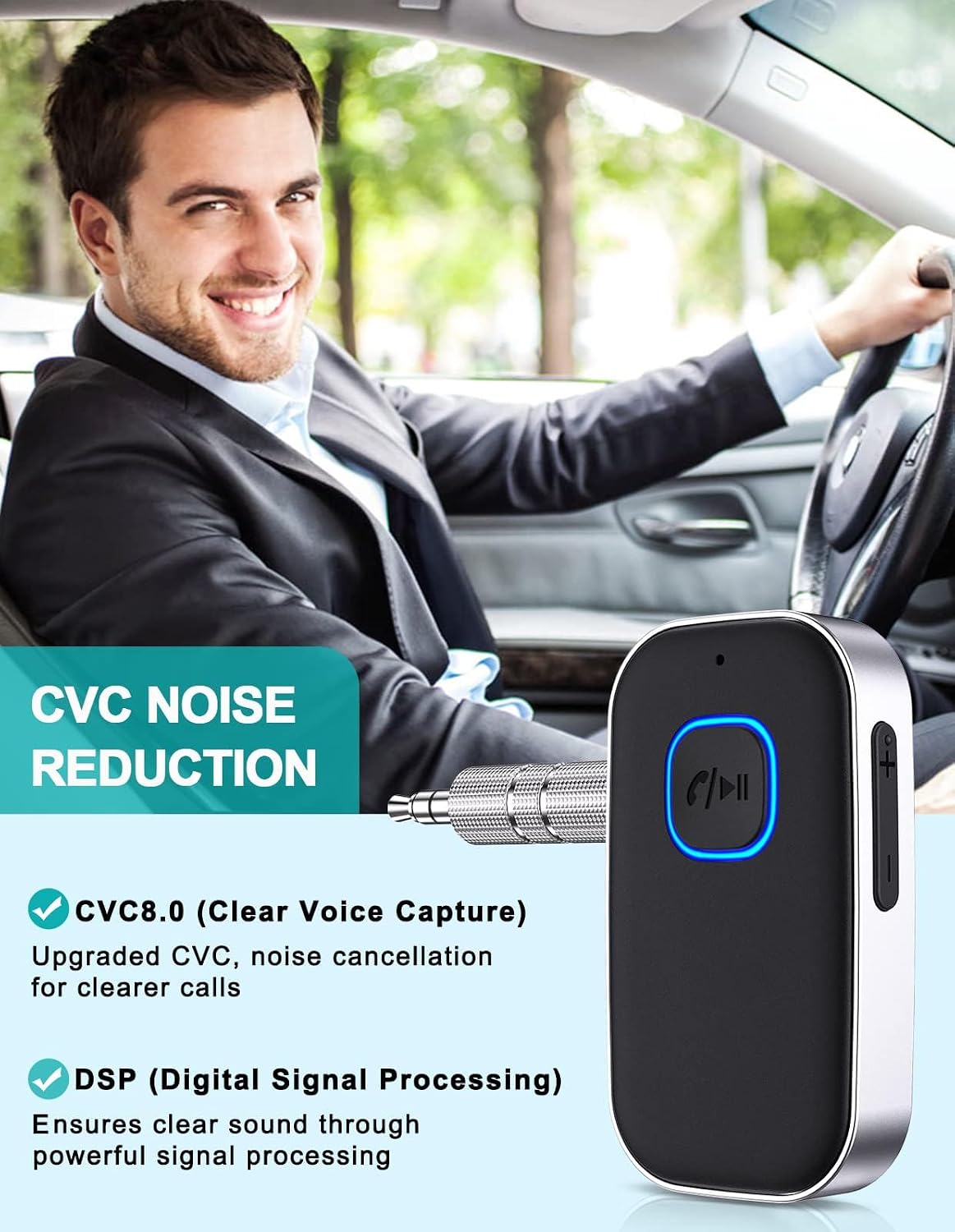 Detalle de WOCBUY Bluetooth car adapter with 3.5 mm AUX